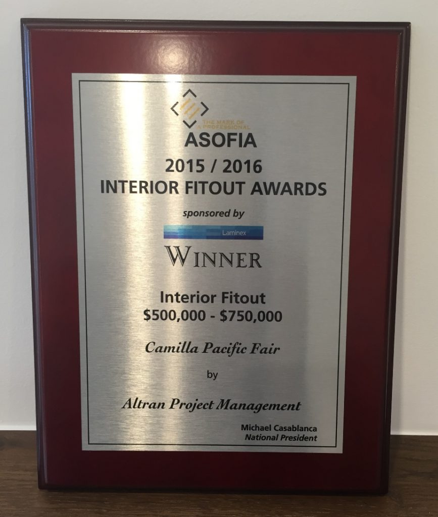 ASOFIA Awards, quality fitout, superior flooring solutions, Master flooring solutions, Twin Towns Services club fitout